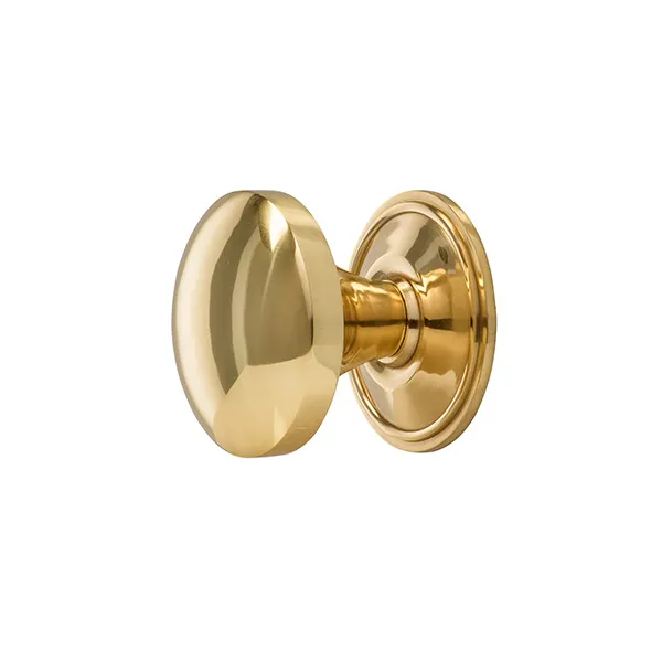 Coastal Opera Door Handle on Rose in PVD Satin Brass