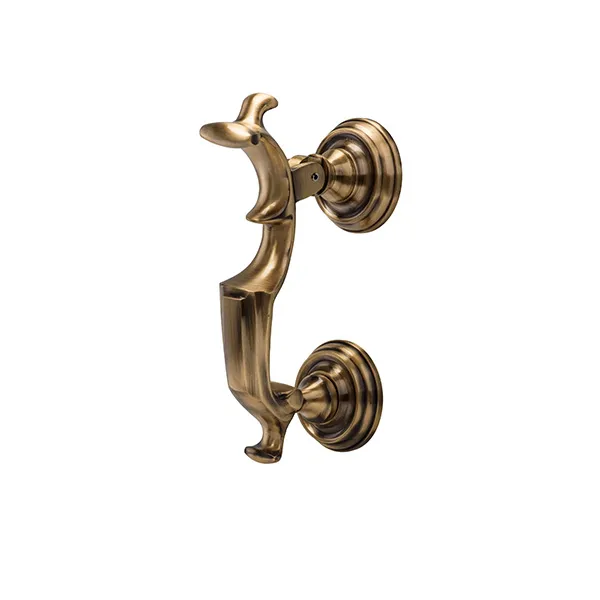 Coastal Opera Door Handle on Rose in PVD Satin Brass